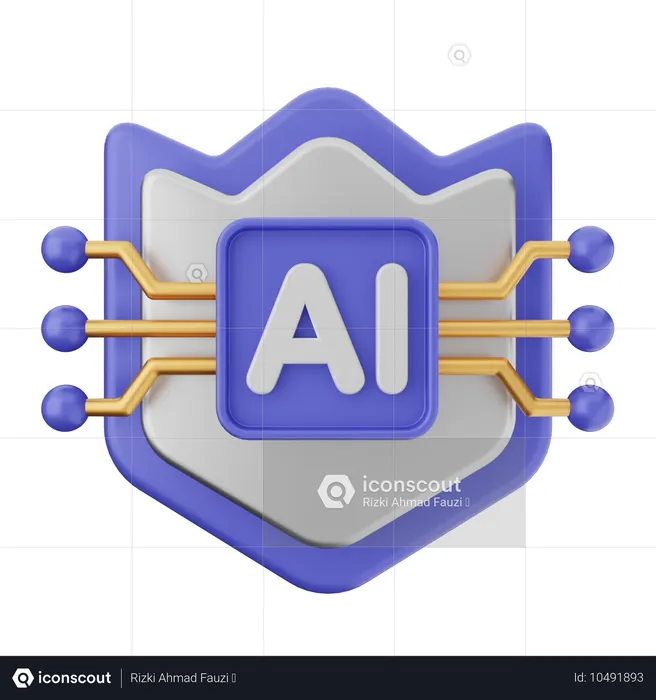 Protection par bouclier IA  3D Icon