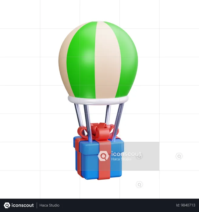 Air balloon delivery  3D Icon