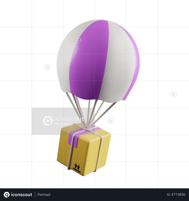 Air Balloon Delivery  3D Illustration