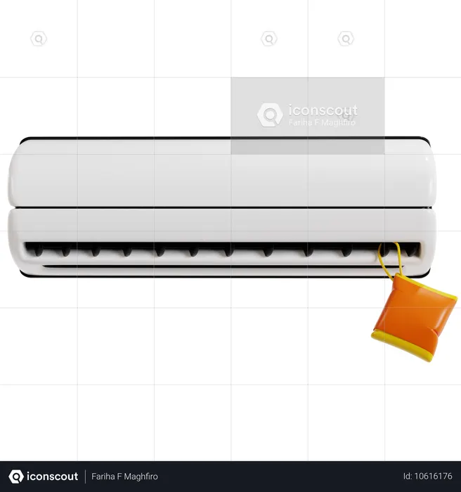 Air Conditioner with Hanging Air Freshener  3D Icon