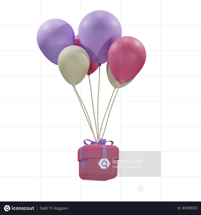 Air delivery of Valentine gift  3D Illustration