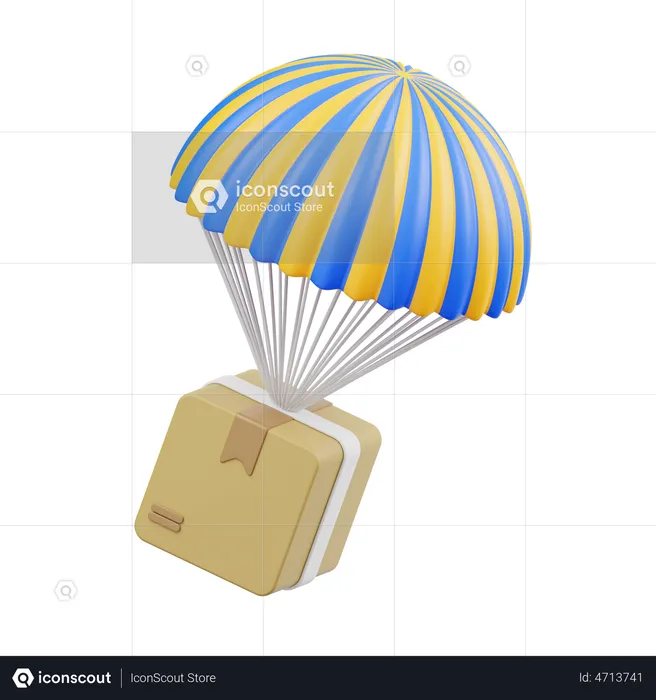Air parachute Delivery  3D Icon