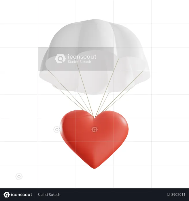 Airdrop heart  3D Illustration
