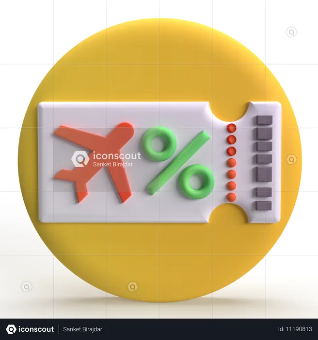 Airline Ticket  3D Icon