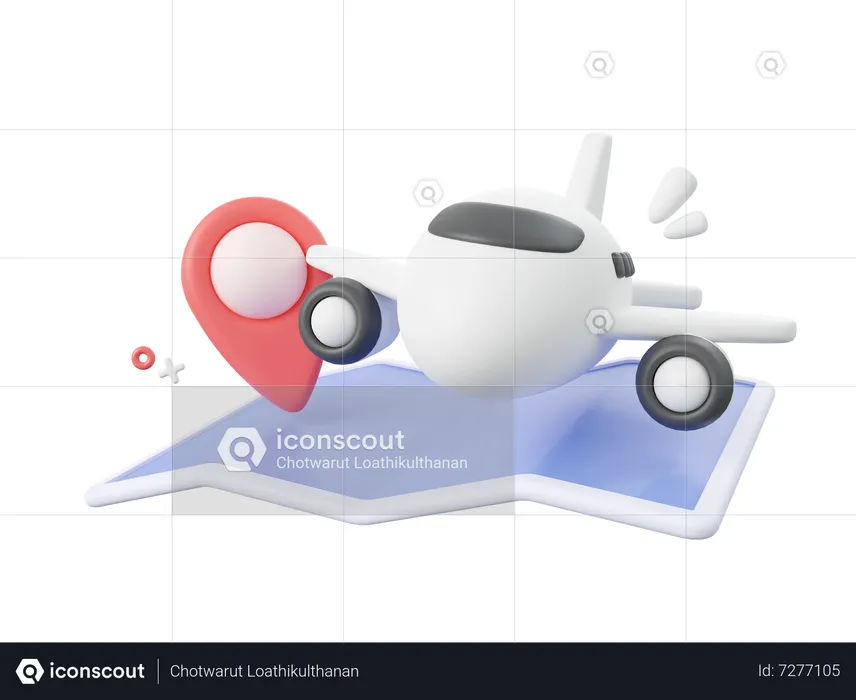 Airplane on map  3D Icon