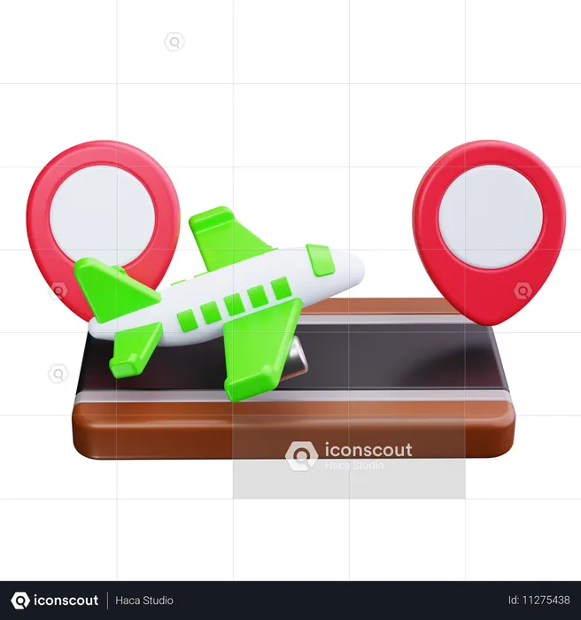 飛行機のルート  3D Icon