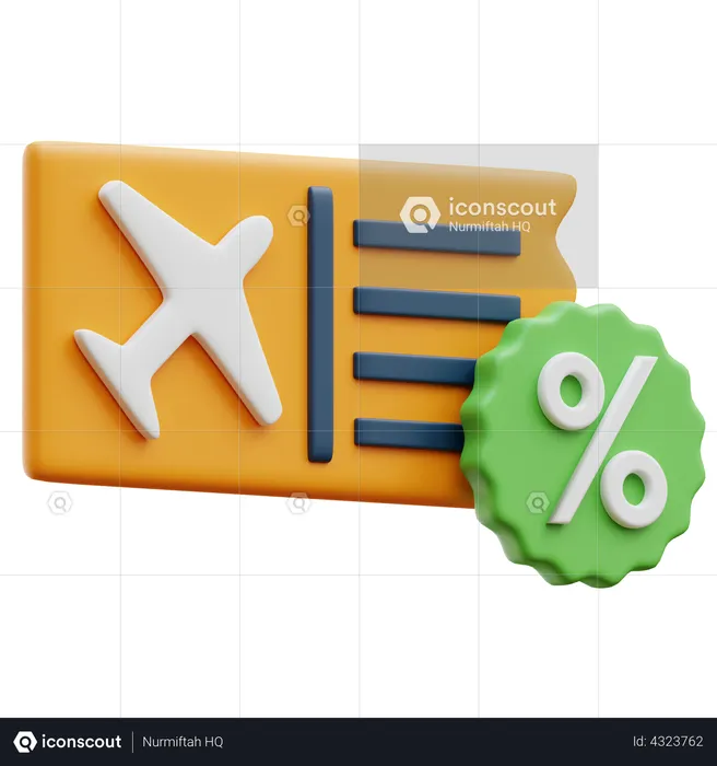 Airplane Ticket Discount  3D Illustration