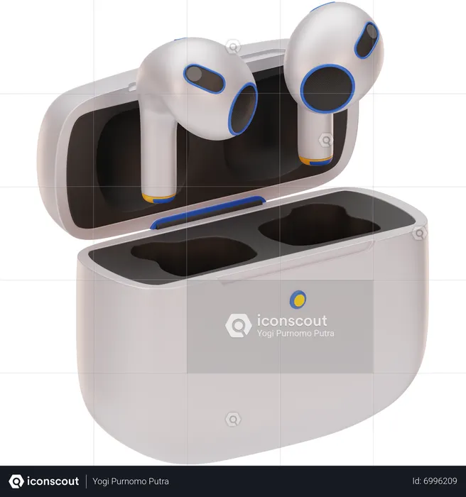 Airpods Earphone With Charging Case  3D Icon