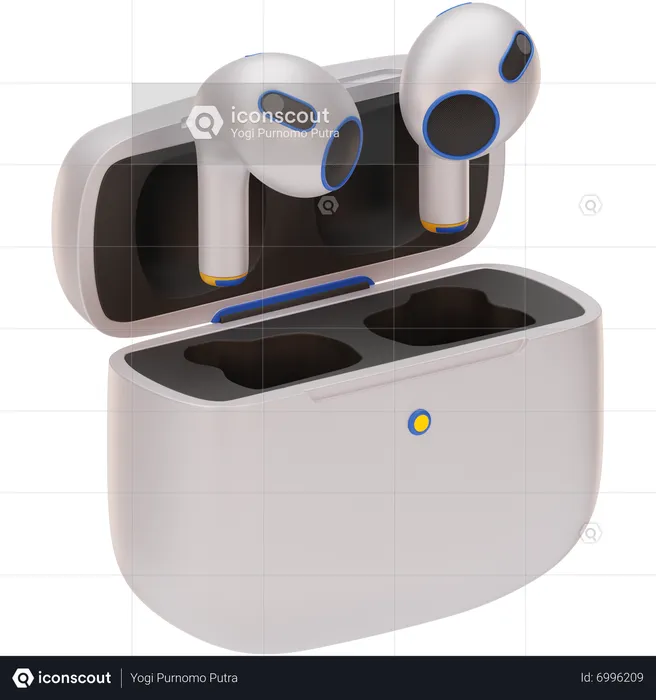 Airpods Earphone With Charging Case  3D Icon