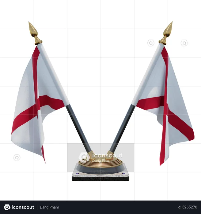 Alabama Double (V) Desk Flag Stand Flag 3D Icon