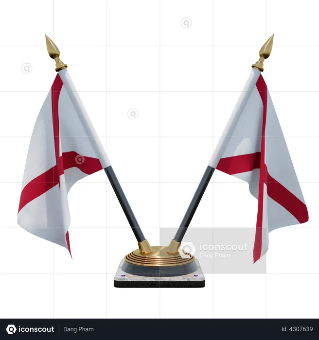 Alabama Double Desk Flag Stand Flag 3D Illustration