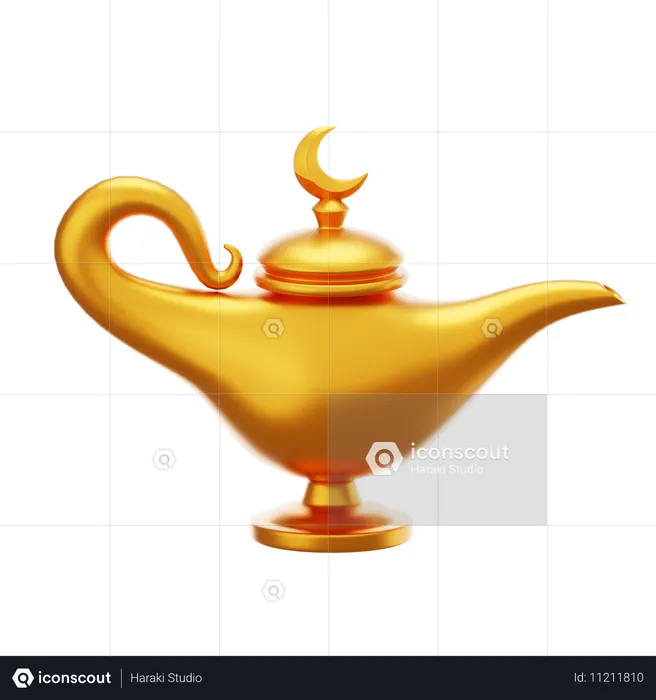 Aladdin Gold Lamp  3D Icon