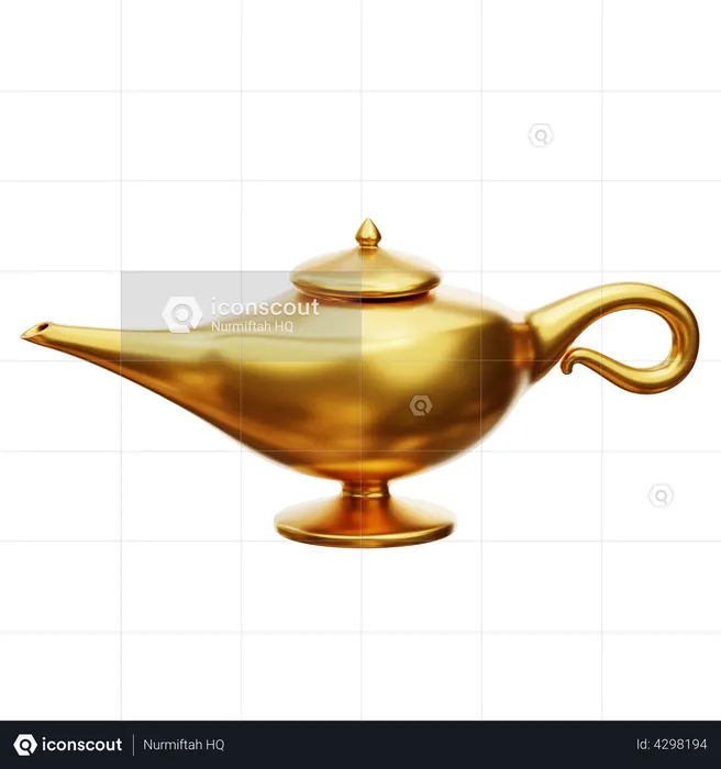 Aladdin Gold Lamp  3D Illustration