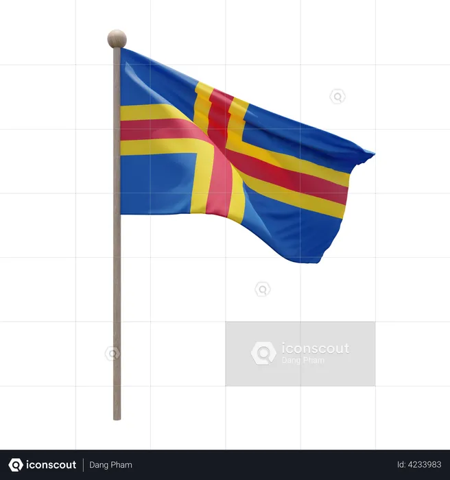 Aland Flag Pole  3D Flag