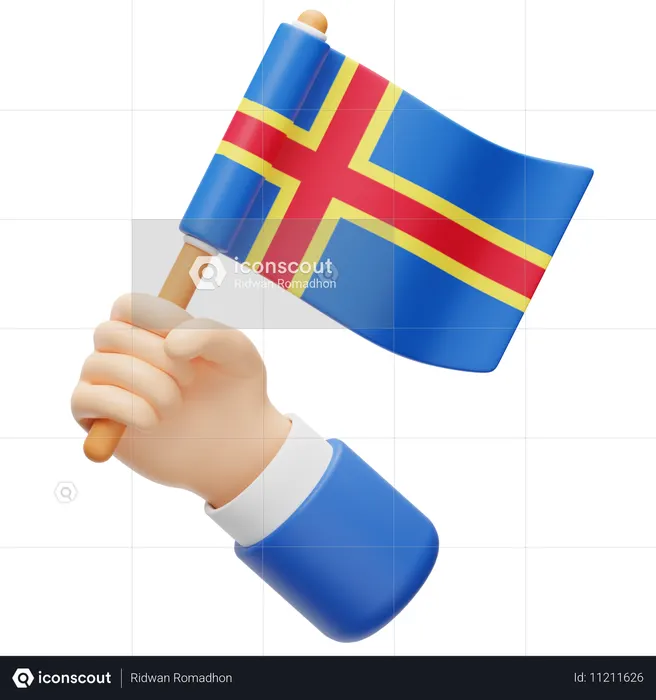 Aland Islands Flag Flag 3D Icon