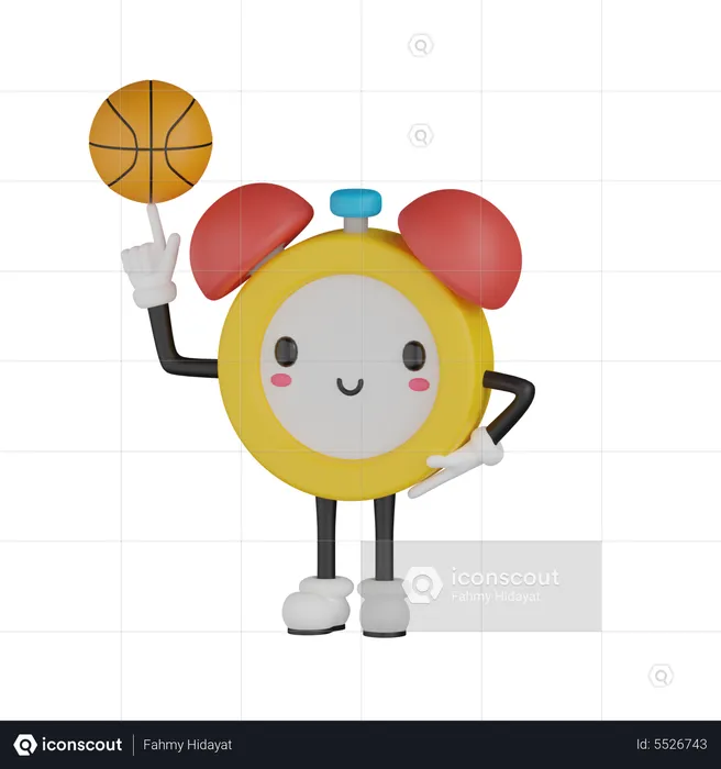 Alarm Clock With Basketball  3D Icon
