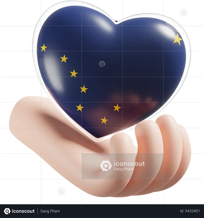 Alaska Flag Heart Hand Care Flag 3D Icon