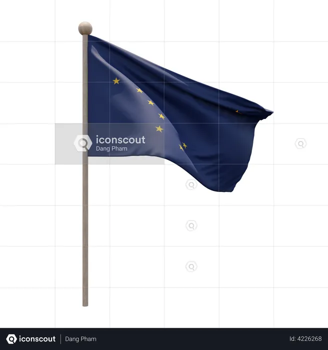 Alaska Flag Pole  3D Flag