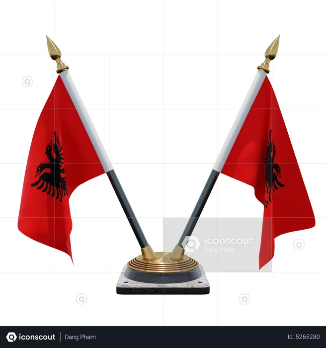 Albania Double (V) Desk Flag Stand Flag 3D Icon
