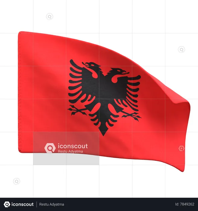 Albania Flag Flag 3D Icon