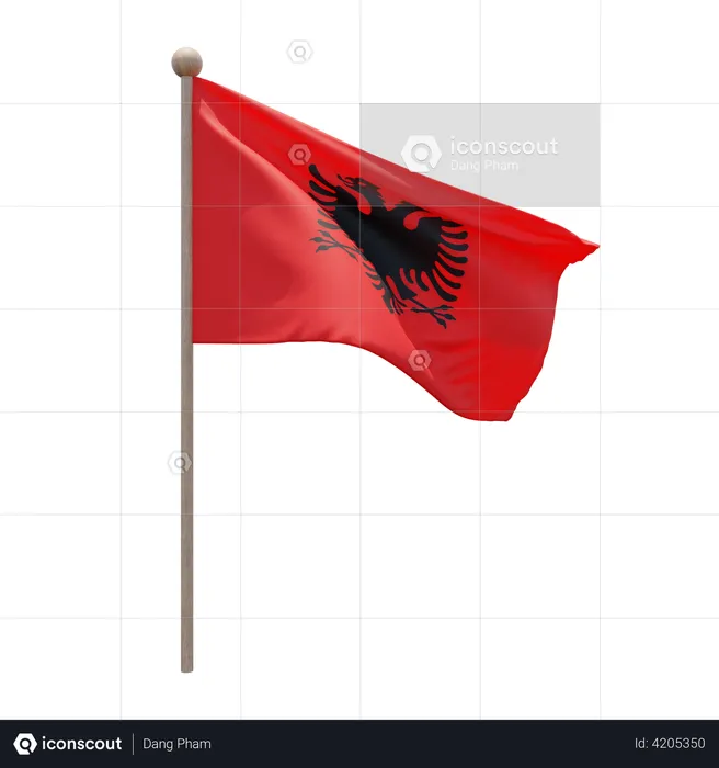 Albania Flag Pole  3D Flag