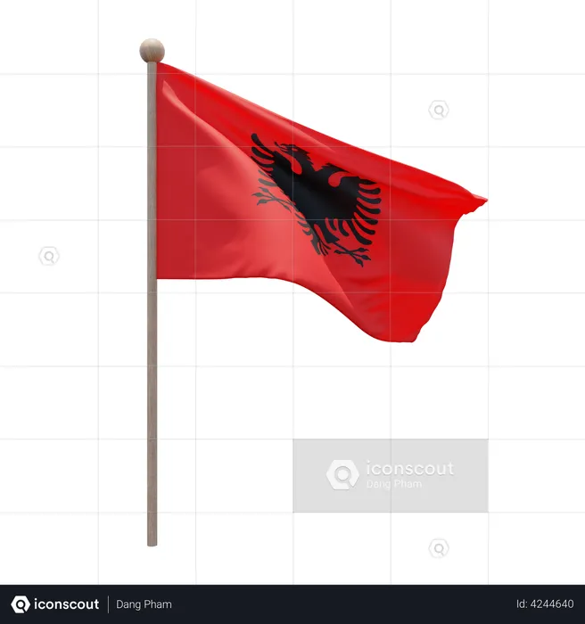 Albania Flagpole Flag 3D Flag