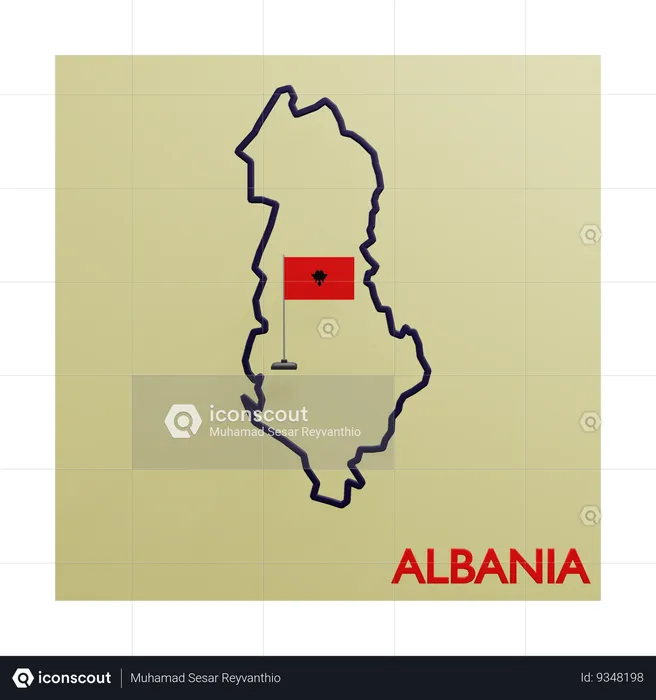 Albania map Flag 3D Icon