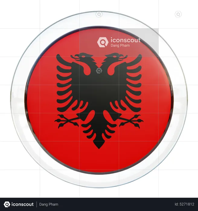 Albania Round Flag Flag 3D Icon