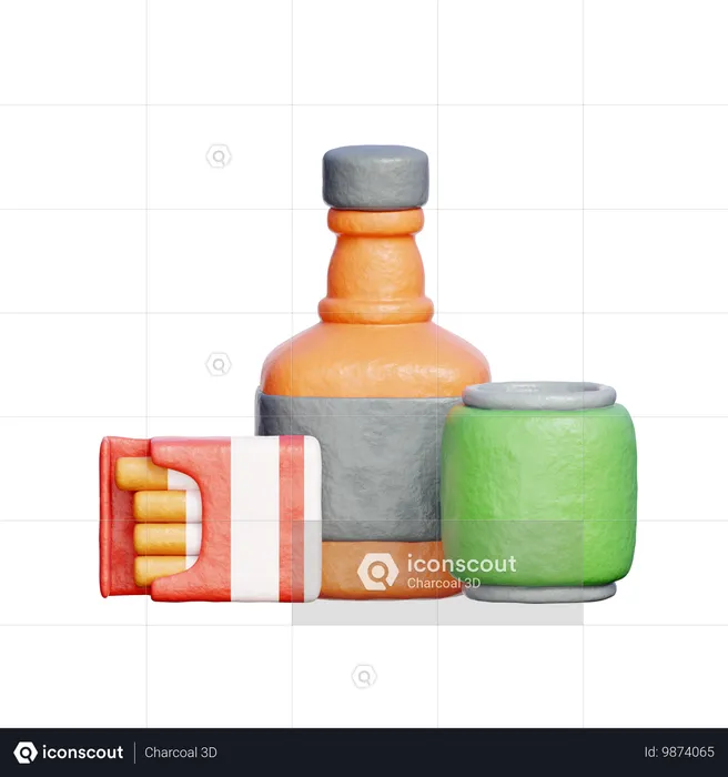 Alcohol And Cigarette  3D Icon