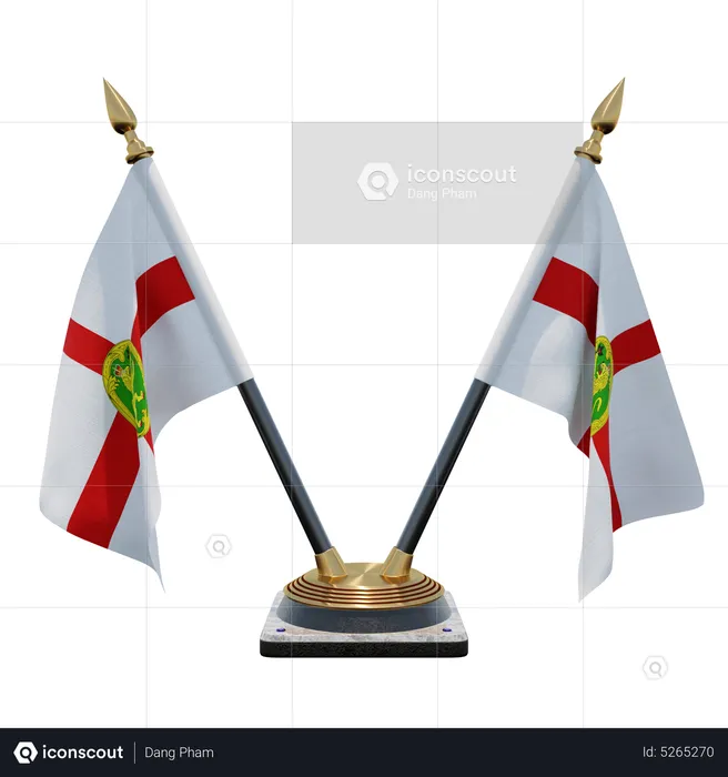 Alderney Double (V) Desk Flag Stand Flag 3D Icon