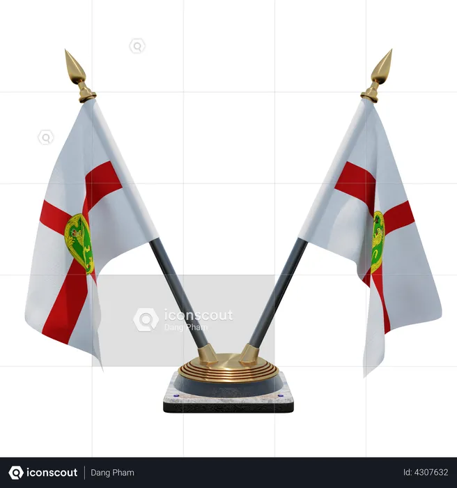 Alderney Double Desk Flag Stand Flag 3D Flag