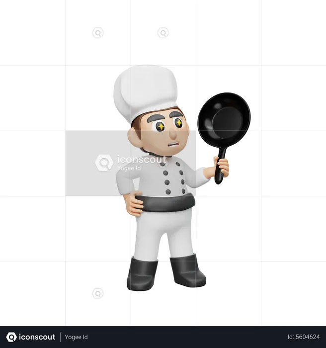 Ale Chef Holding Pan  3D Illustration