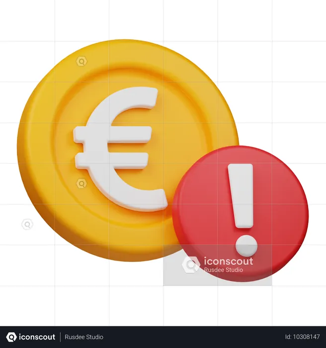 Alert Euro Coin  3D Icon