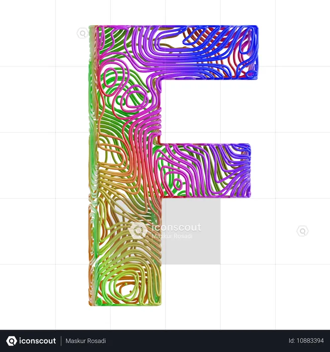 Forma abstracta del alfabeto f  3D Icon