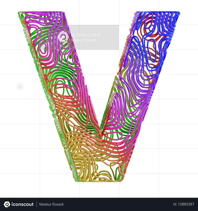 Forma abstracta del alfabeto v  3D Icon