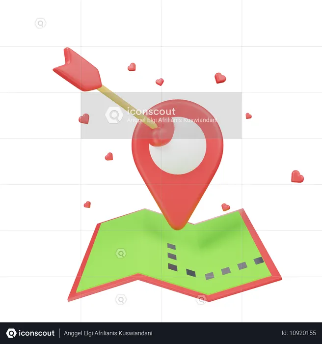 Alfinete de localização com seta no mapa  3D Icon