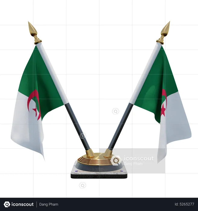 Algeria Double (V) Desk Flag Stand Flag 3D Icon