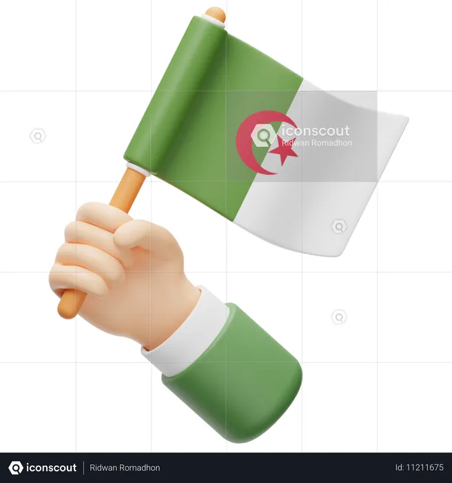 알제리 국기 Flag 3D Icon