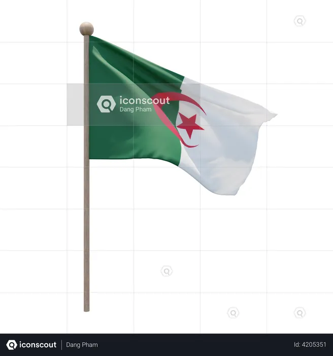Algeria Flag Pole  3D Flag