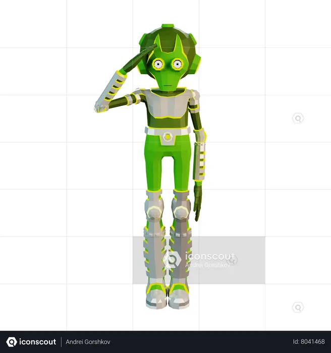 Alien saluting like a soldier  3D Illustration