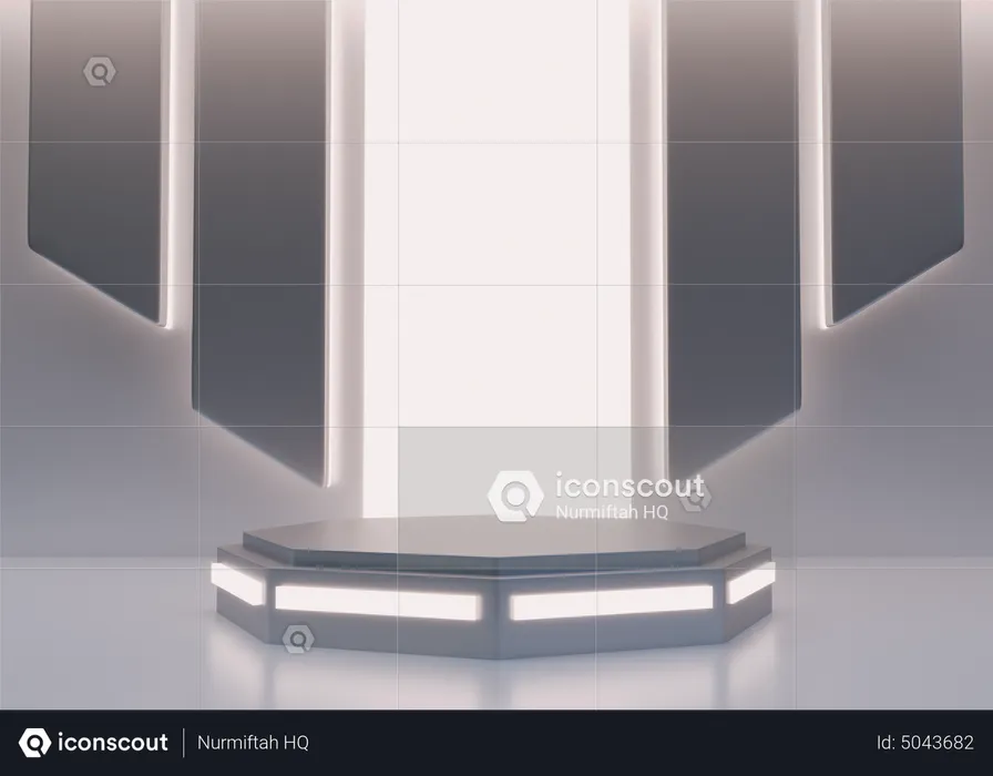 Alien Ship Futuristic Podium  3D Illustration