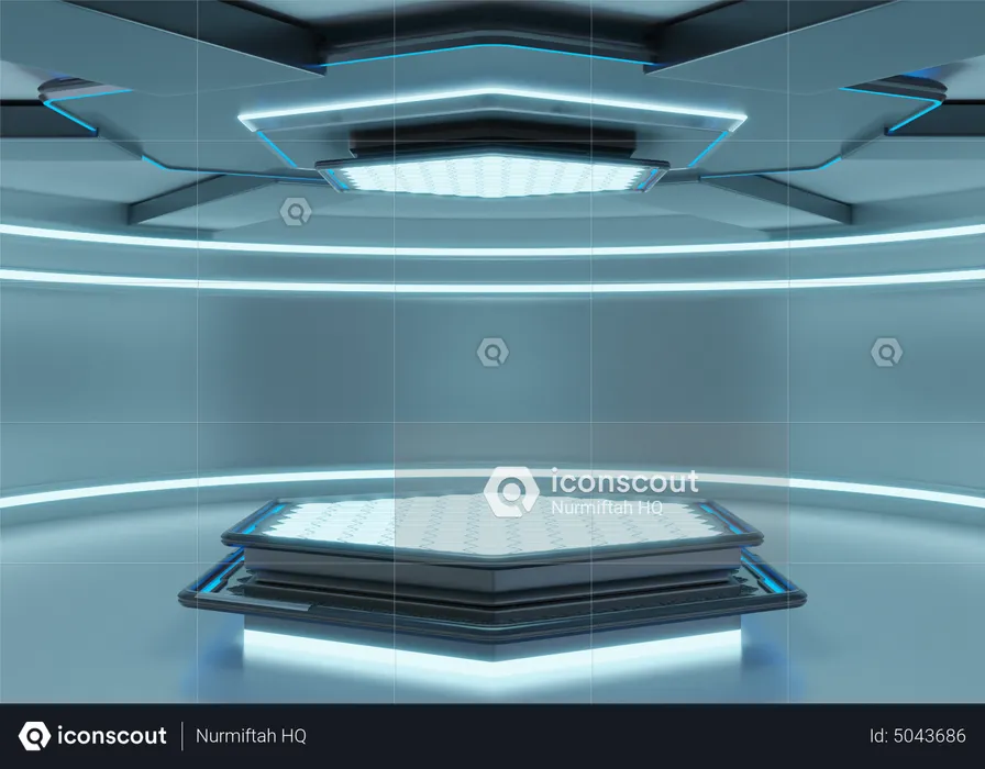 Alien Ship Futuristic Podium  3D Illustration