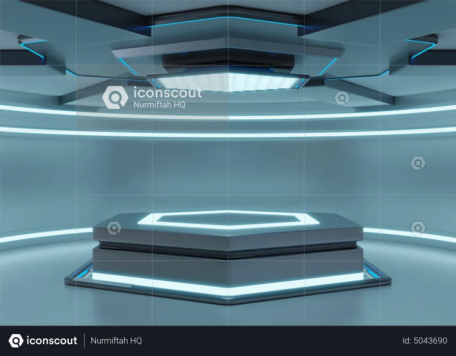 Alien Ship Futuristic Podium  3D Illustration