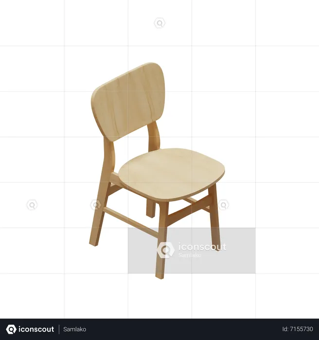 All Wood Dining Chair  3D Icon