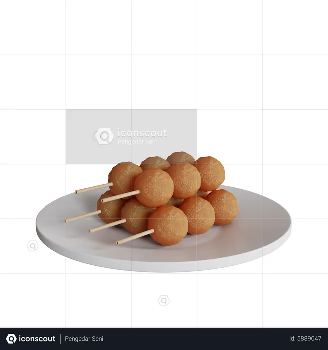 Satay de almôndega  3D Icon