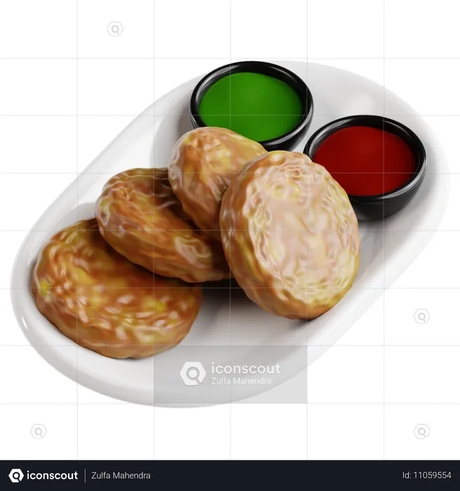 Aloo Tikki  3D Icon