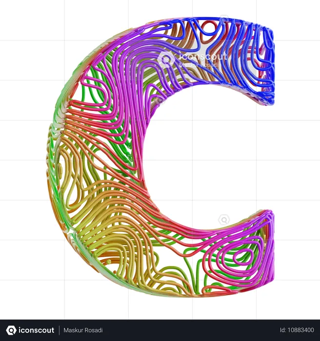 アルファベット 抽象的な形 c  3D Icon