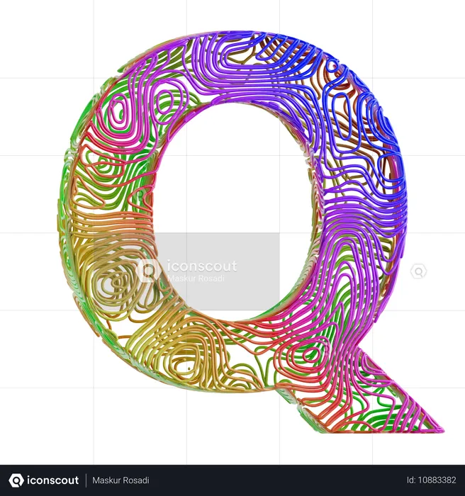 Alphabet Abstract Shape Q  3D Icon