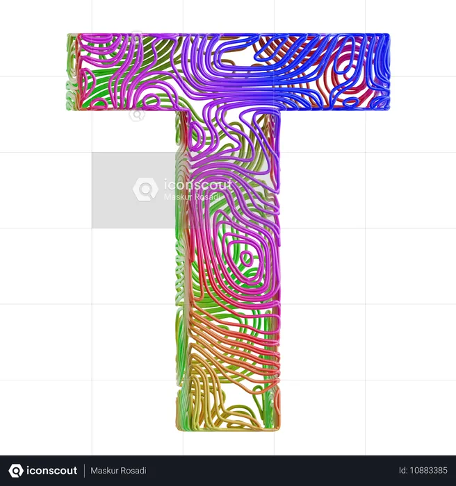 Alphabet Abstract Shape T  3D Icon