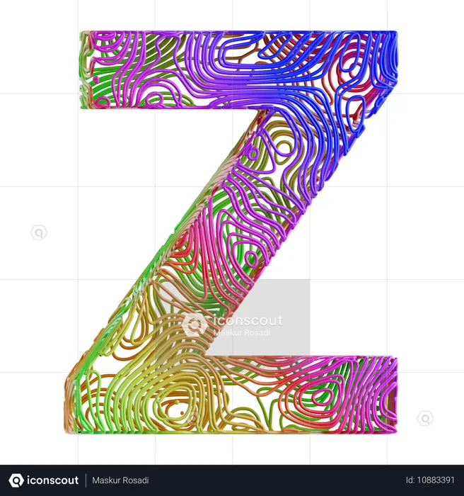 Alphabet Abstract Shape Z  3D Icon